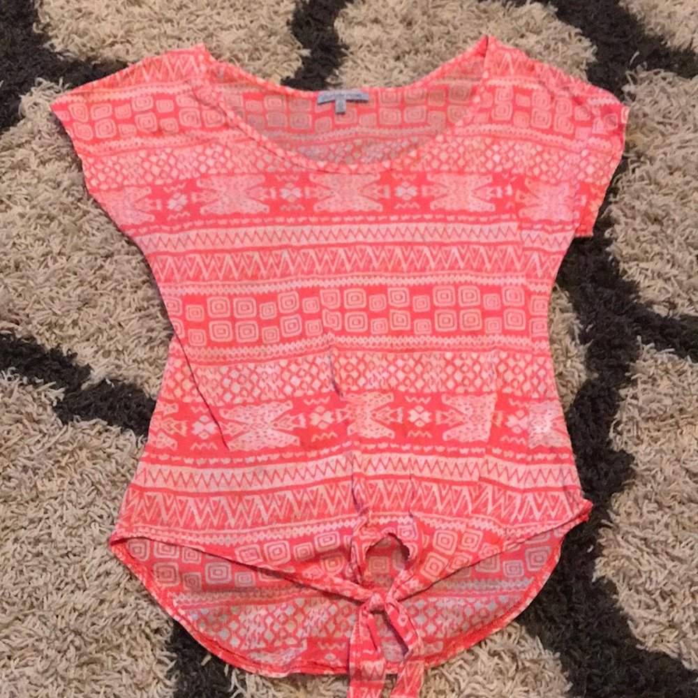 Charlotte Russe bright orange tie-up shirt